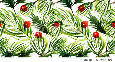 Christmas tree branchts and winter berries Christmas tree branchts and winter berries 83947109