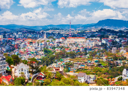 Dalat city aerial panoramic view 83947348