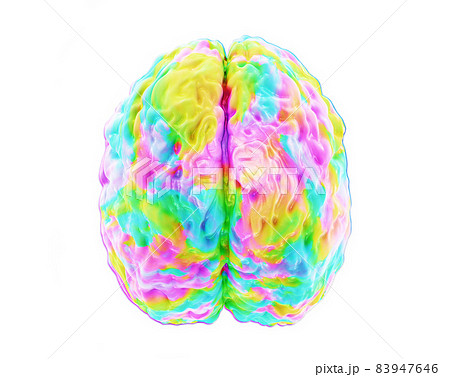 Brain Activity Colored Human Brain Model View のイラスト素材