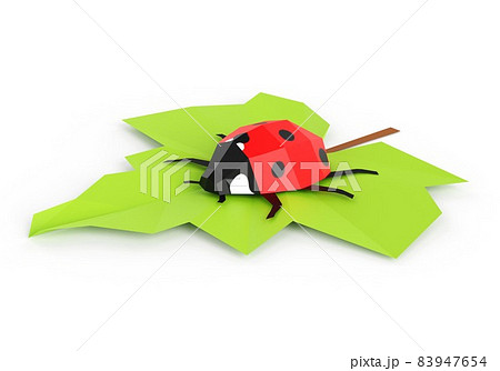 Ladybug on leaf, low poly insect, 3d render 83947654