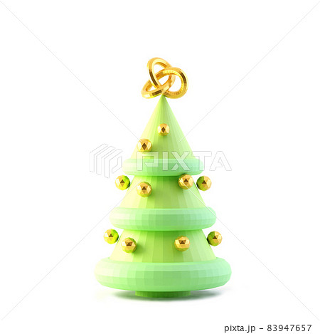 Low Poly Christmas Tree with golden xmas decorations, 3d render Low Poly Christmas Tree with golden xmas decorations, 3d render 83947657