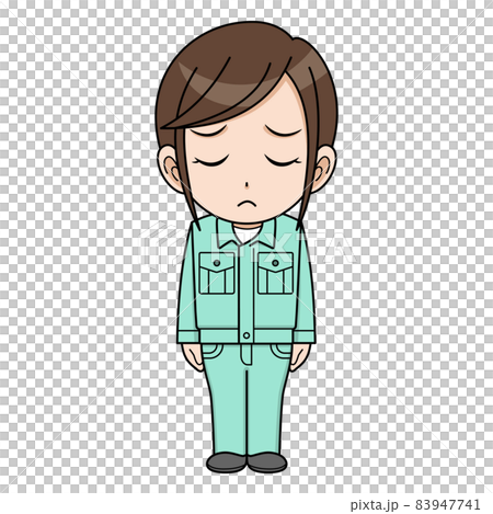 しょんぼりする作業員の女性 83947741