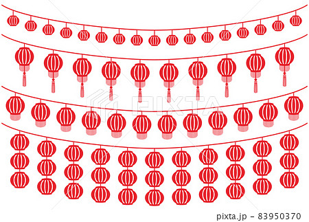 台湾風の提灯のイラスト【セット】 83950370