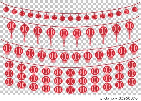 台湾風の提灯のイラスト【セット】 83950370