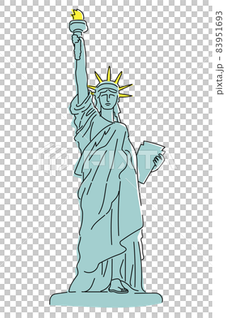 自由の象徴　自由の女神像の手描きタッチの線画イラスト　アメリカ　リバティ島　お台場　フランス 83951693