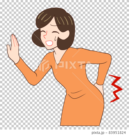 腰痛に苦しむ女性のイラスト ぎっくり腰のイラスト素材 9514