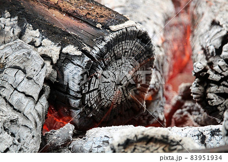Macro view of logs burning during a fire Macro view of logs burning during a fire 83951934