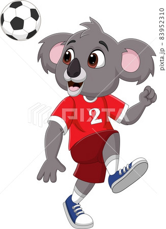 Cartoon funny koala playing soccer ball 83952310