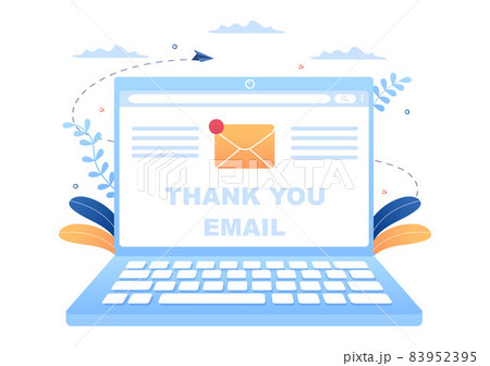 Email Thank You Banner flat illustration with Envelope Greeting Card and Text Thanks Vector Background Email Thank You Banner flat illustration with Envelope Greeting Card and Text Thanks Vector Background 83952395