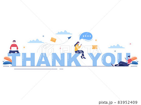 Email Thank You Banner flat illustration with Envelope Greeting Card and Text Thanks Vector Background 83952409