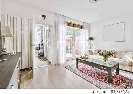 Stylishly organized bright living room in an elegant home Stylishly organized bright living room in an elegant home 83952527