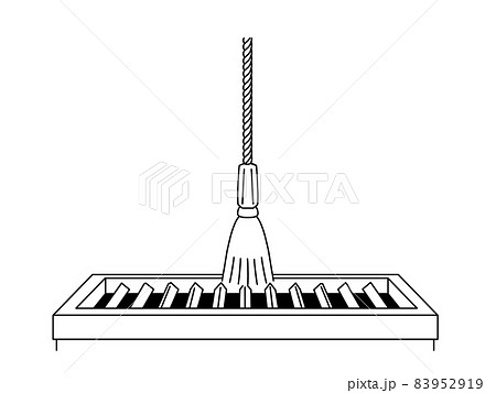 賽銭箱と鈴緒-黒 83952919