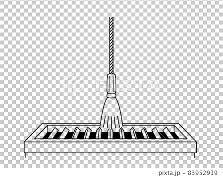 賽銭箱と鈴緒-黒 83952919