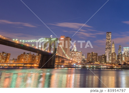 Night view of Manhattan and Brooklyn bridge Night view of Manhattan and Brooklyn bridge 83954797