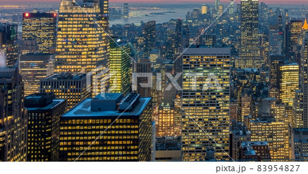 View of New York Manhattan during sunset hours 83954827