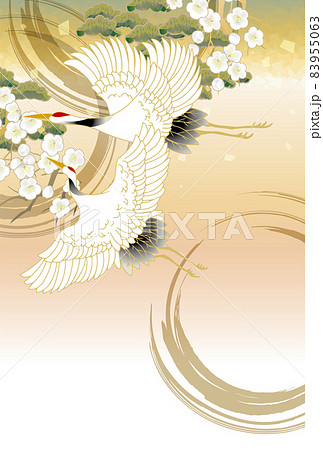 鶴のいる和風背景イラスト 鶴のいる和風背景イラスト 83955063