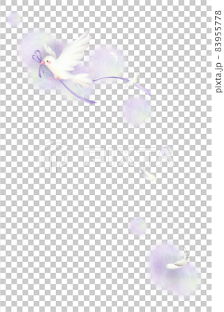 紫のリボンをくわえた白い鳥 はがきテンプレート 手描き色鉛筆画 紫のリボンをくわえた白い鳥 はがきテンプレート 手描き色鉛筆画 83955778