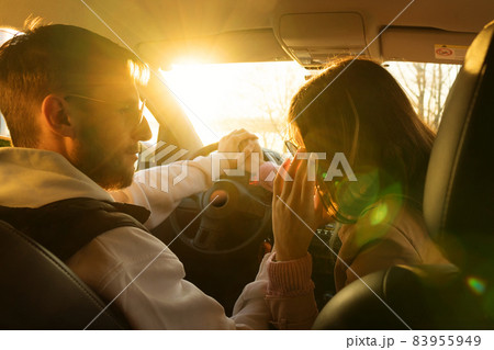 Couple Inside Car Together Couple Inside Car Together 83955949