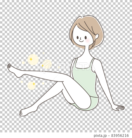 A woman who is happy to succeed in losing her legs A woman who is happy to succeed in losing her legs 83956216