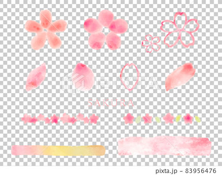 春の色・桜の花　水彩ベクターイラスト 83956476