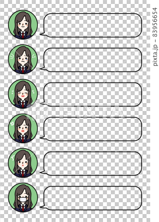 Person icon_High school girl facial expression set_Balloon 83956654