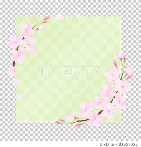 Cherry blossom vector frame material [checkered pattern] 83957058