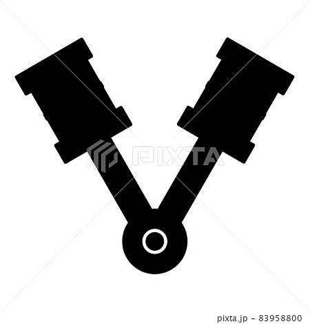 Pistons of engine two items with rods aligned for car crankshaft cylinder camshaft icon black color vector illustration flat style image 83958800