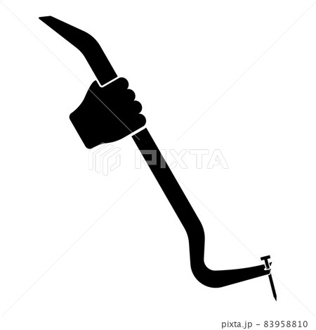 Crowbar tool in hand remove nail holder pulls icon black color vector illustration flat style image 83958810