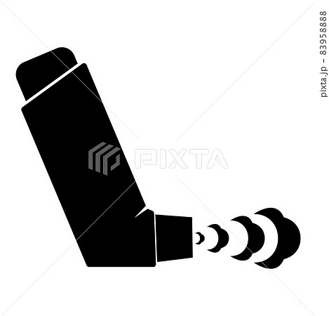 Hand Inhaler spray for treatment asthma cough relief concept Inhalation allergic patient icon black color vector illustration flat style image 83958888
