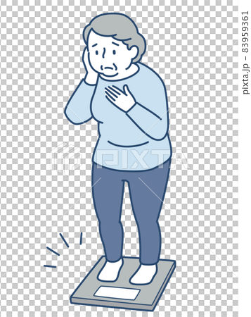 Fat senior woman on a scale 83959361