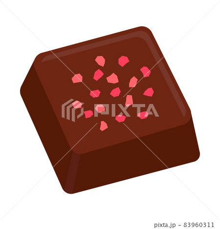 フリーズドライ苺がトッピングされた四角いチョコレート 83960311
