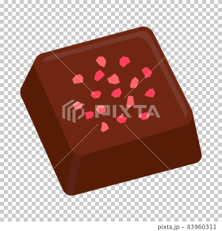 フリーズドライ苺がトッピングされた四角いチョコレート 83960311