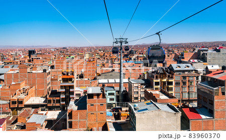 Cable car above El Alto in Bolivia 83960370