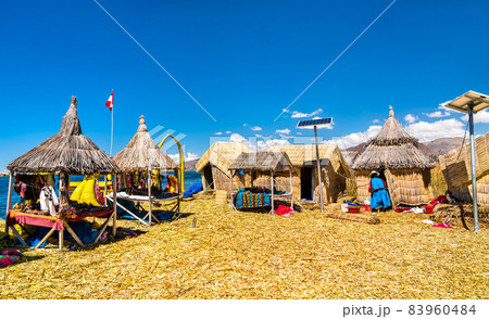 Uros Floating Islands on Lake Titicaca in Peru 83960484