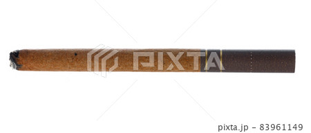 Burning cigarette isolated on white background close up 83961149