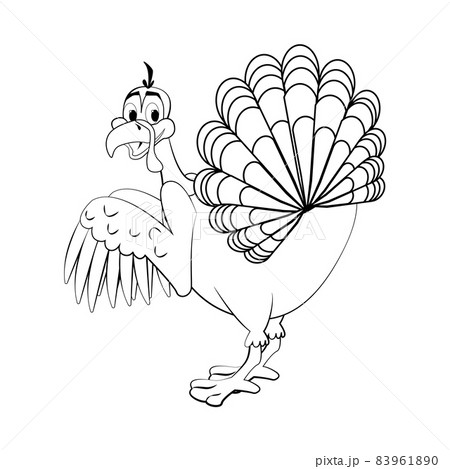 Funny Thanksgiving Turkey bird cartoon character stroke vector illustration Funny Thanksgiving Turkey bird cartoon character stroke vector illustration 83961890