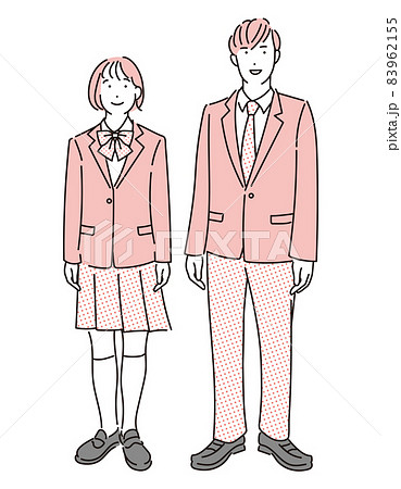 シンプル イラスト 制服姿の男の子と女の子の全身イラストのイラスト素材 シンプル イラスト 制服姿の男の子と女の子の全身イラストのイラスト素材