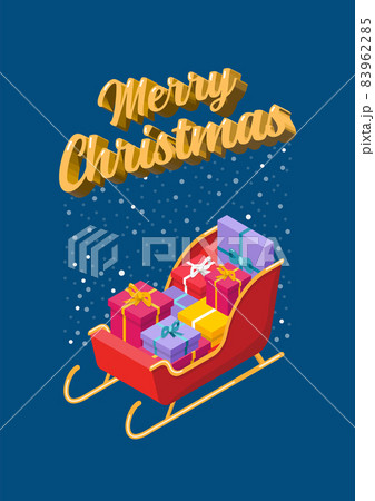 Christmas postcard Isometric of santa sleigh with piles of presents Christmas postcard Isometric of santa sleigh with piles of presents 83962285