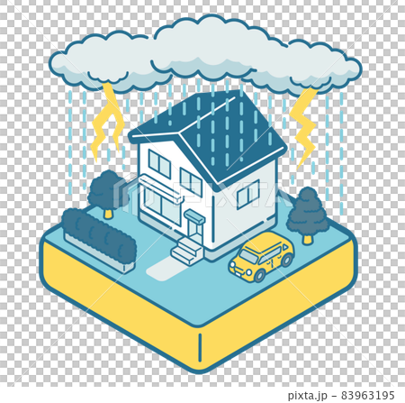 落雷の被害に遭う家 落雷の被害に遭う家 83963195