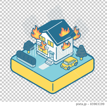 火災被害に遭う家 火災被害に遭う家 83963199