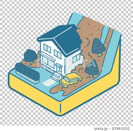 Houses damaged by landslides 83963202