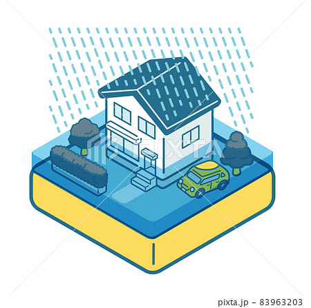 洪水被害に遭う家 83963203