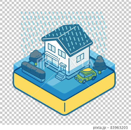 洪水被害に遭う家 83963203