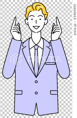 指を指しているポーズをしているスーツ姿の可愛いい男性 イラスト ベクター 指を指しているポーズをしているスーツ姿の可愛いい男性 イラスト ベクター 83964995