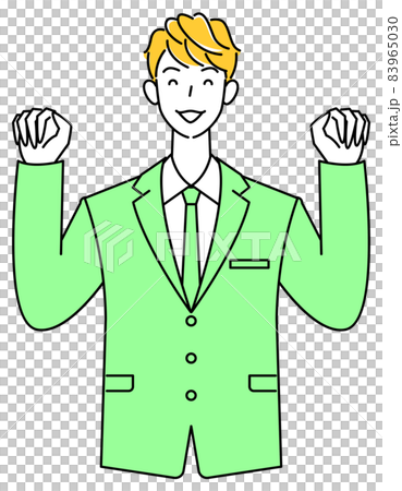 ガオー のポーズをしているスーツ姿の可愛いい男性 イラスト ベクターのイラスト素材
