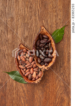Pods with organic cocoa beans 83965293