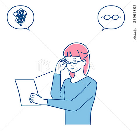 遠目で見る女性　老眼　3色 83965302