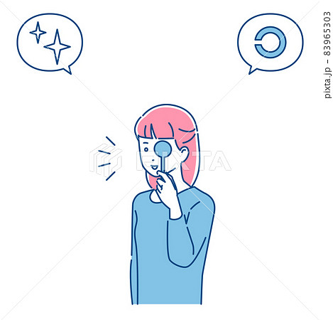 視力検査をする女性　3色 83965303