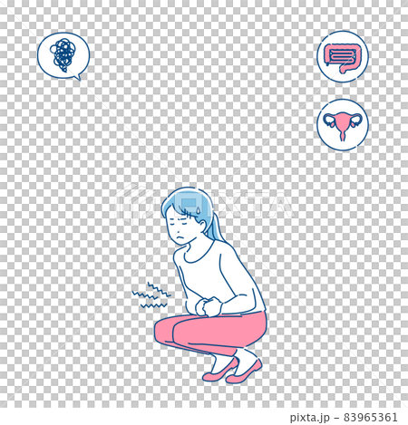 Female crouching in pain 3 colors 83965361