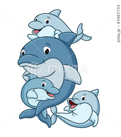The dolphin is playing together under the sea The dolphin is playing together under the sea 83965703
